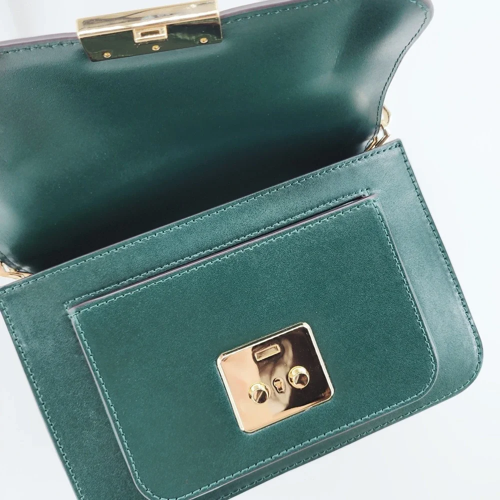 Michael Kors Sloan Editor Dark Green Leather Crossbody Bag Gold Hardware NWOT